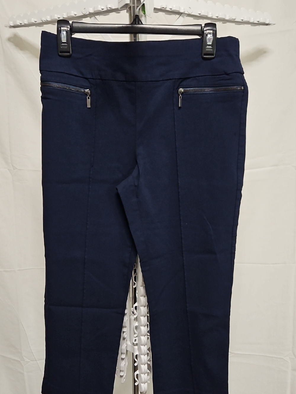 Style & Co. Navy Straight-Leg Crop Ponte Pants with Zip Pockets
